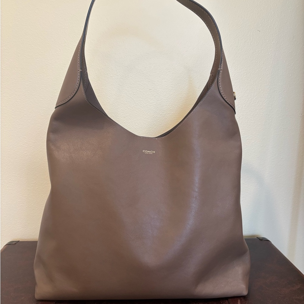Coach Brooklyn Taupe Leather Hobo Bag
